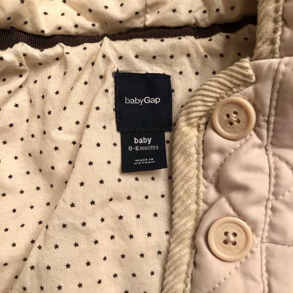 0-6 mnths Baby GAP Cream Quilted Coat with Hood - Picture 2 of 4
